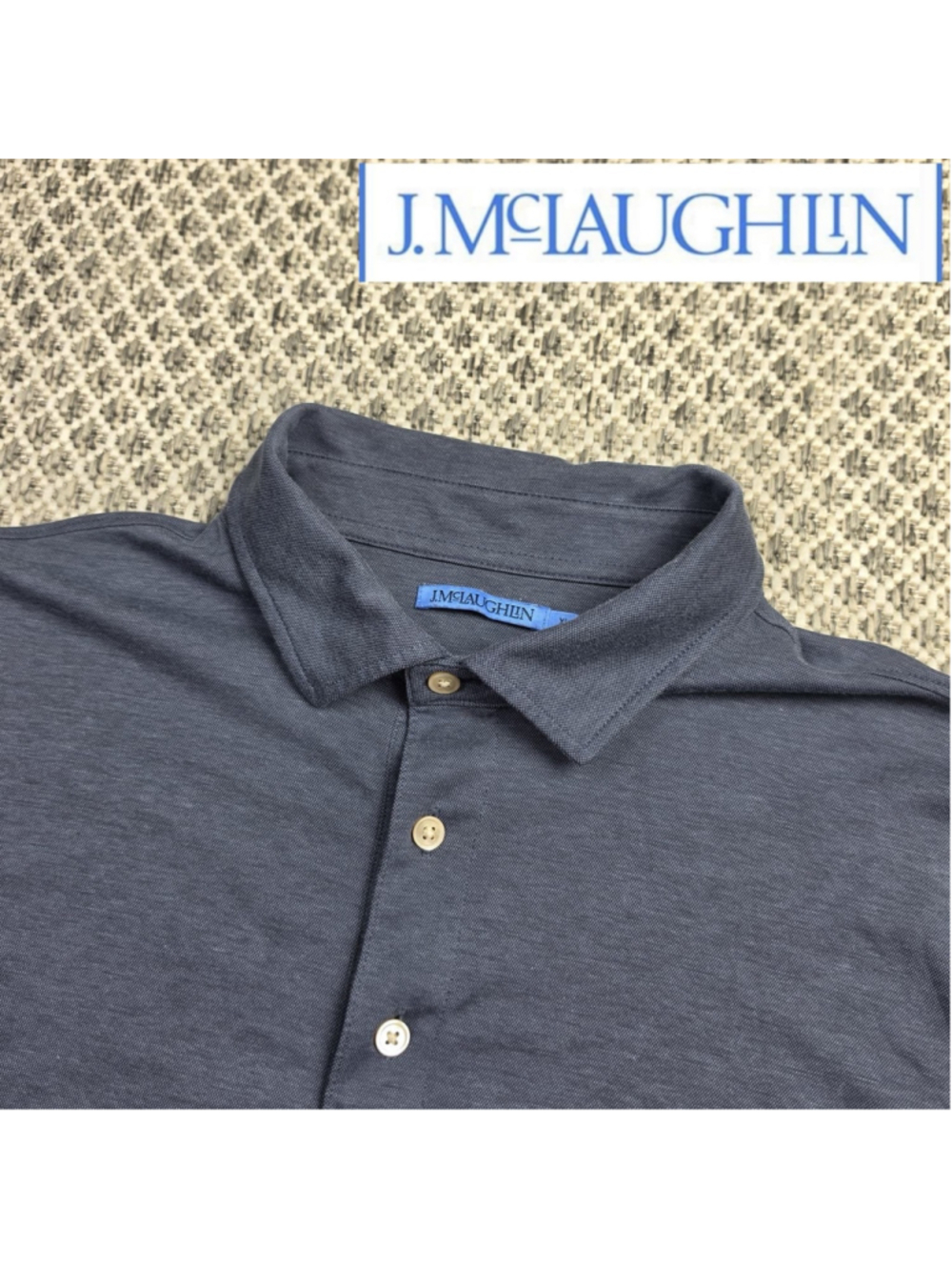 J McLaughlin Mens XL Polo Shirt Navy Blue Pima Cotton Blend Golf Performance